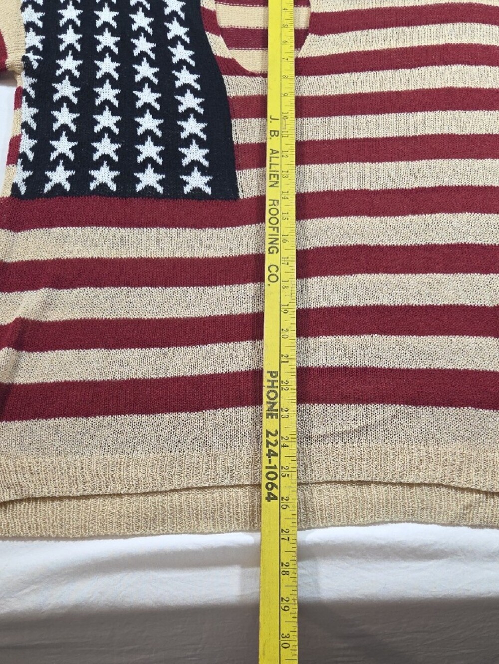 American Flag Bibi Striped Knit V-Neck Tunic Top Star Short Sleeve Beach Boho - Picture 13 of 16